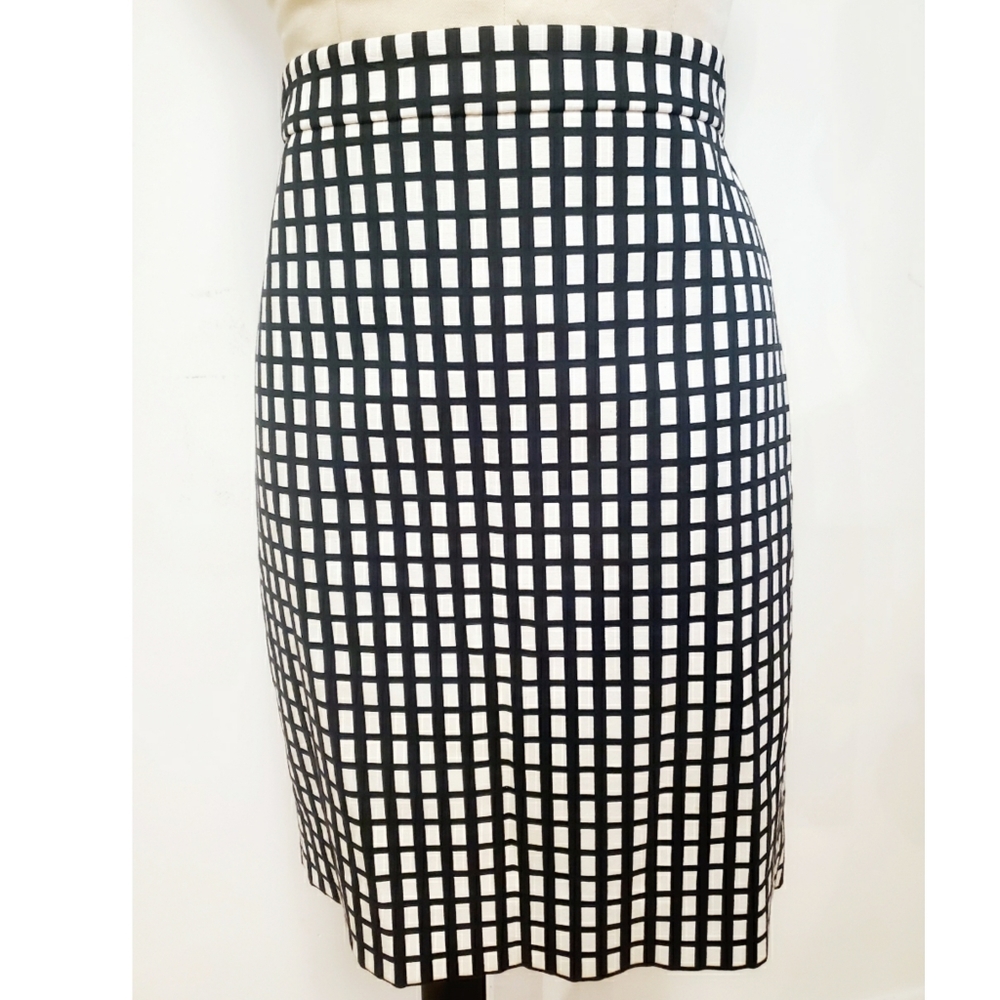 JCrew Black & White windpane design Pencil Skirt SZ 6